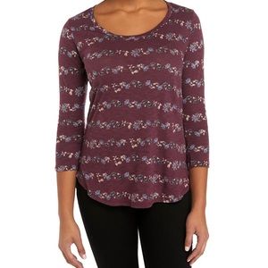 Lucky brand floral stripe purple tee large